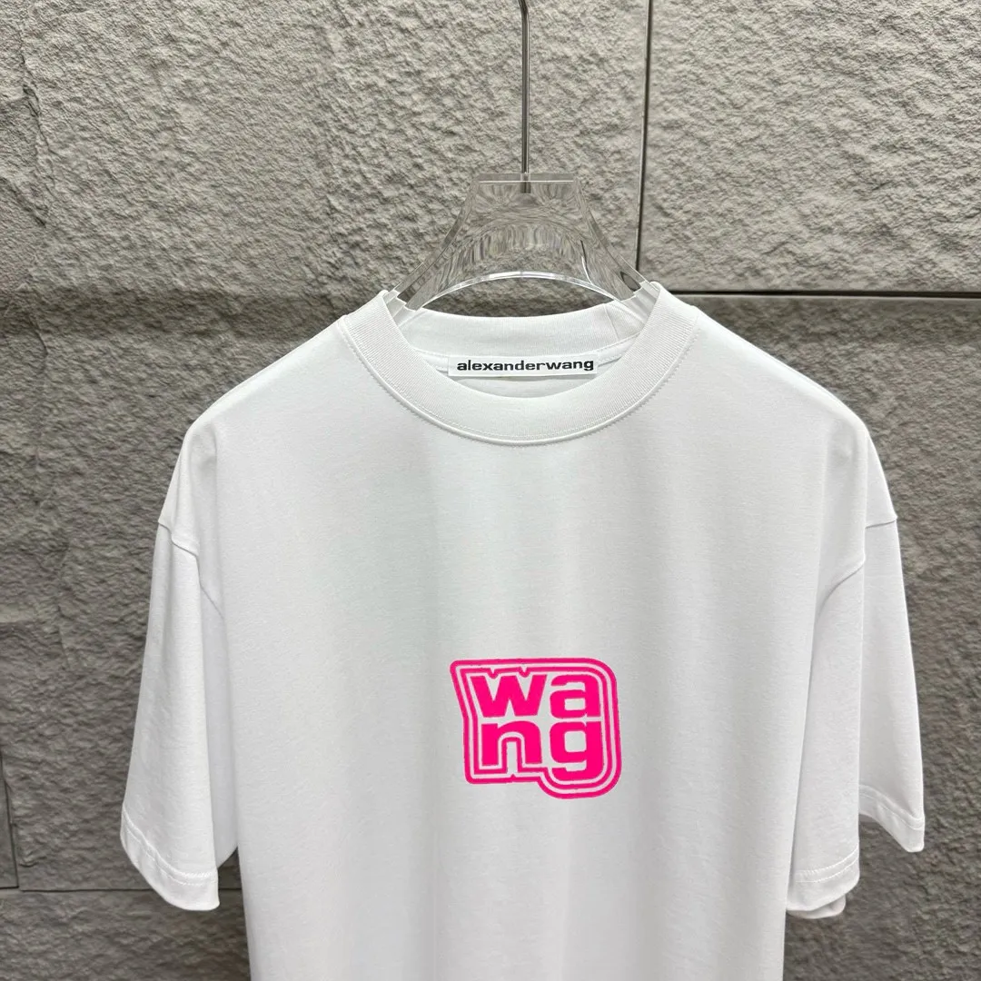 * *alexander 2025 New Arrival Pink wang T Same Style ：Black White Size： S （90-130 ） M （120-150 ） L （140-165 ） XL （160-180 ） XXL （180 ）